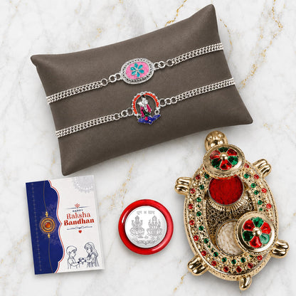 Flower, Krishna Multicolor Rakhi for Brother & Bhaiya with Turtle | Pack of 6