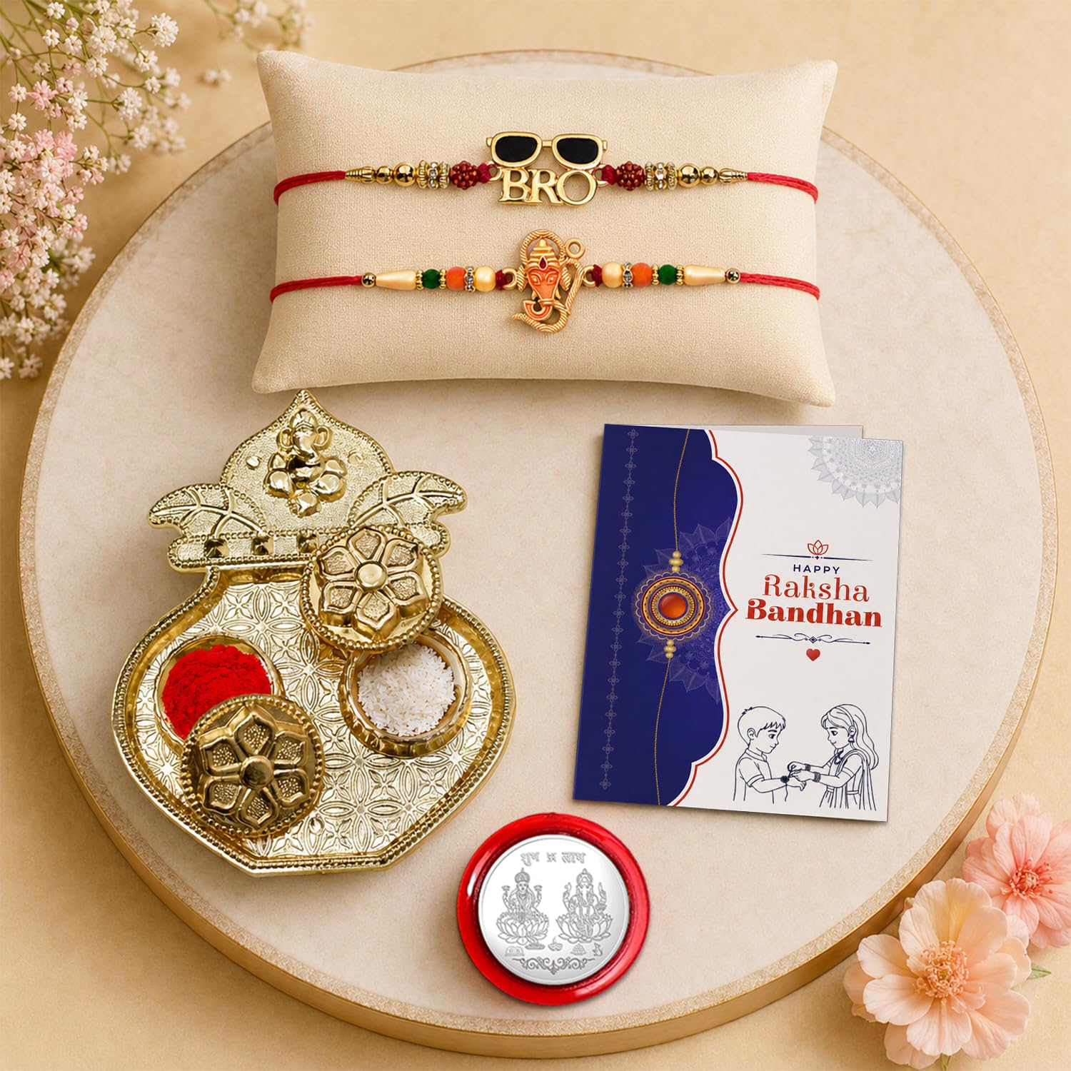 BRO, Ganesha Multicolor Rakhi for Brother & Bhaiya with Kalash Shape | Pack of 6