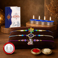 Raksha Bandhan Gift Combo – Flower Evil Eye Rakhi with Candles