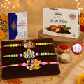 Radhe Krishna Rakhi for Brother with Choco Almonds 32gm, Coin & Card, Pack of 7