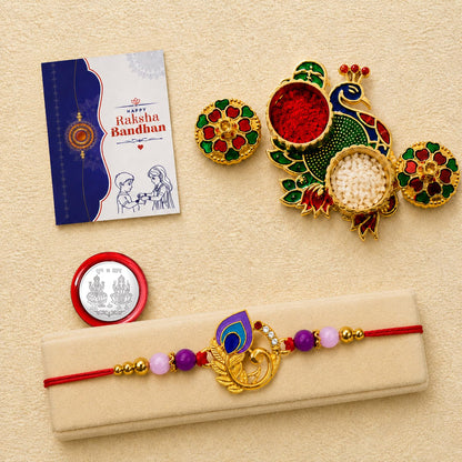 Peacock Multicolor Rakhi for Brother & Bhaiya with Peacock Shape | Pack of 5