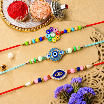 Designer Elegant Multicolor Flower & Rakhi for Brother with Roli Tikka, Pack of 6