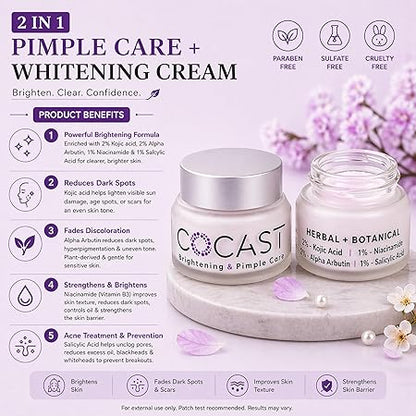 COCAST Brightening & Pimple Care Cream for Daily Face Skin Care (30Gm)