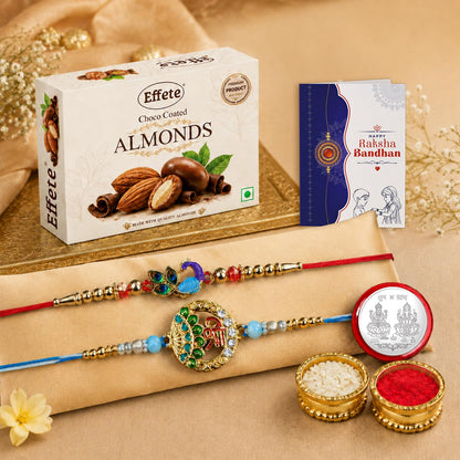 Shree symbol Rakhi for Brother with Choco Almonds 32gm, Coin & Card, Pack of 6