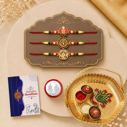 Ganesha, Peacock, Ganesha Multicolor Rakhi for Brother & Bhaiya | Pack of 7