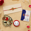 Rakhi Gift Hamper with Leaf Pooja Thali & Roli Chawal Set