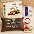Flower Rakhi for Brother with Choco Almonds 32gm, Roli Tikka & Card, Pack of 7