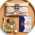 Elephant Rakhi for Brother with Pooja Thali, Roli Tikka & Card, Pack of 6
