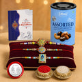 Flower Rakhi for Brother with Choco Dryfruits 96gm, Roli Tikka & Card, Pack of 7