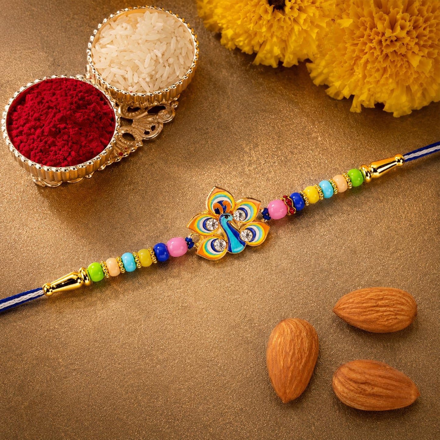 Rakhi for Brother with Coffee Almond 96gm - Raksha Bandhan Gift Set, Pack of 7