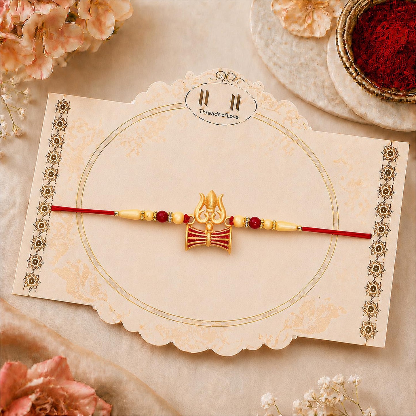 Damru Rakhi for Brother with Chocolate 96gm - Raksha Bandhan Gift Set, Pack of 5