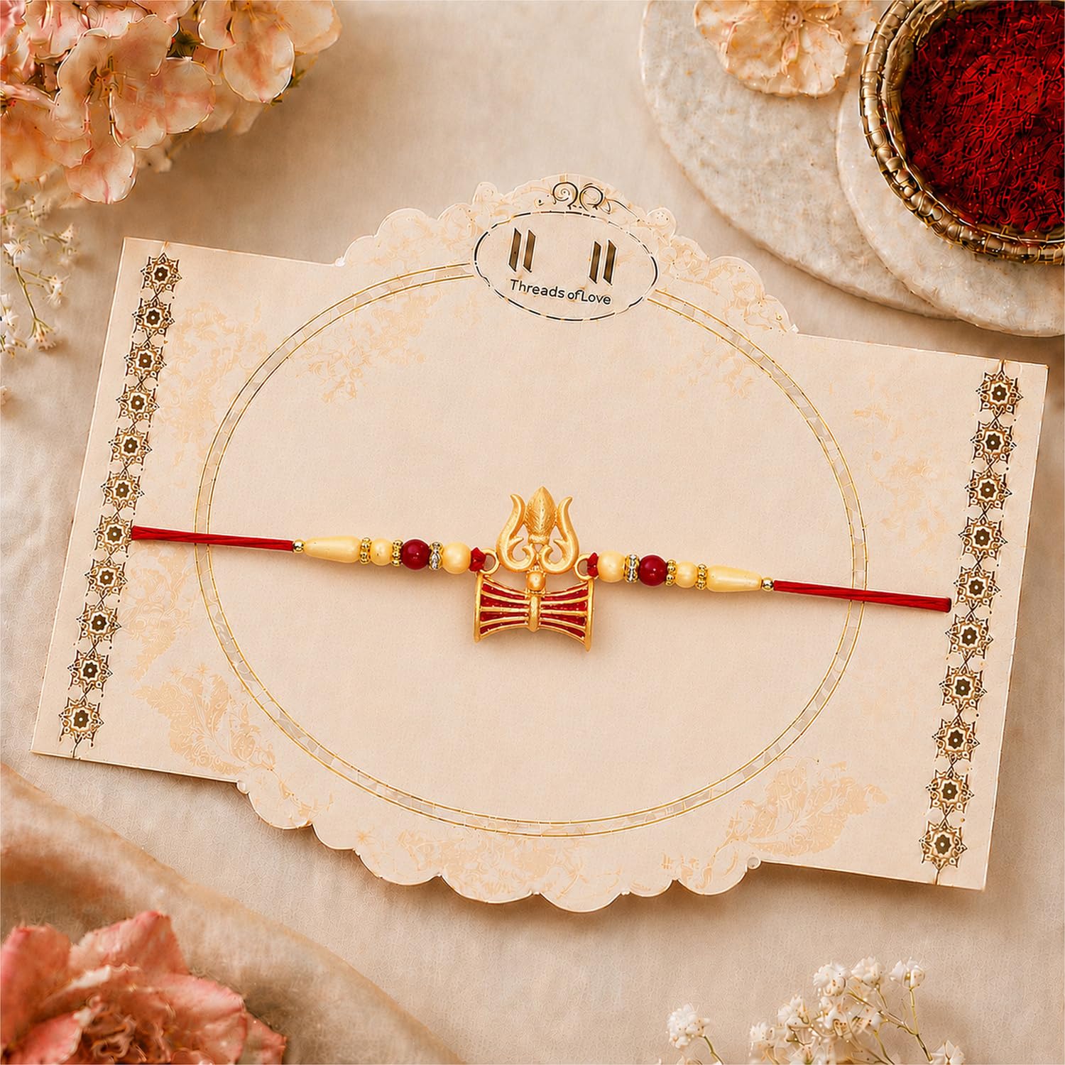 Damru Rakhi for Brother with Chocolate 96gm - Raksha Bandhan Gift Set, Pack of 5