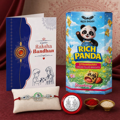 Kanha Rakhi for Brother with Strawberry Biscuit 60gm, Coin & Card, Pack of 5