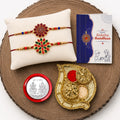 Flower Rakhi for Brother with Pooja Thali, Roli Tikka & Greeting Card | Pack of 6