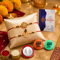 Rakhi Set for Brother Flute Flower Design with Roli Chawal Combo