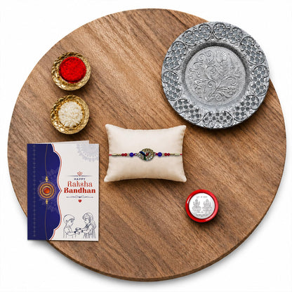 Om Hari Multicolor Rakhi for Brother & Bhaiya with Pooja Thali | Pack of 5