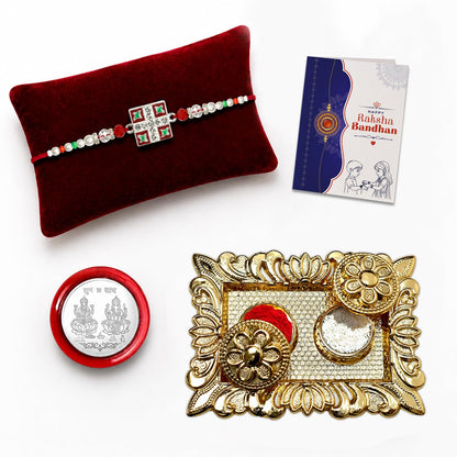 Rakhi for Rakhi Combo - Raksha Bandhan Gift with Rectangular Pooja Thali, Pack of 5