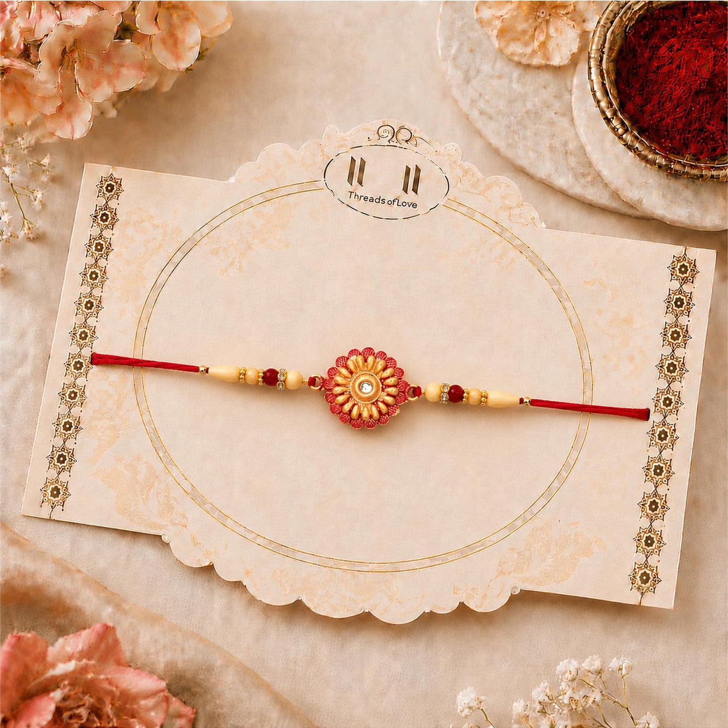 Round Rakhi for Brother with Chocolate 32gm - Raksha Bandhan Gift Set, Pack of 5
