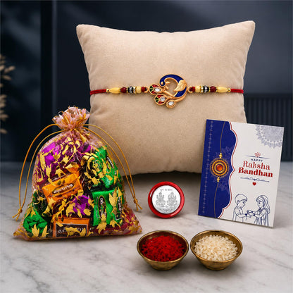 Rakhi for Brother with 10pcs Assorted Treats - Raksha Bandhan Gift Set, Pack of 5