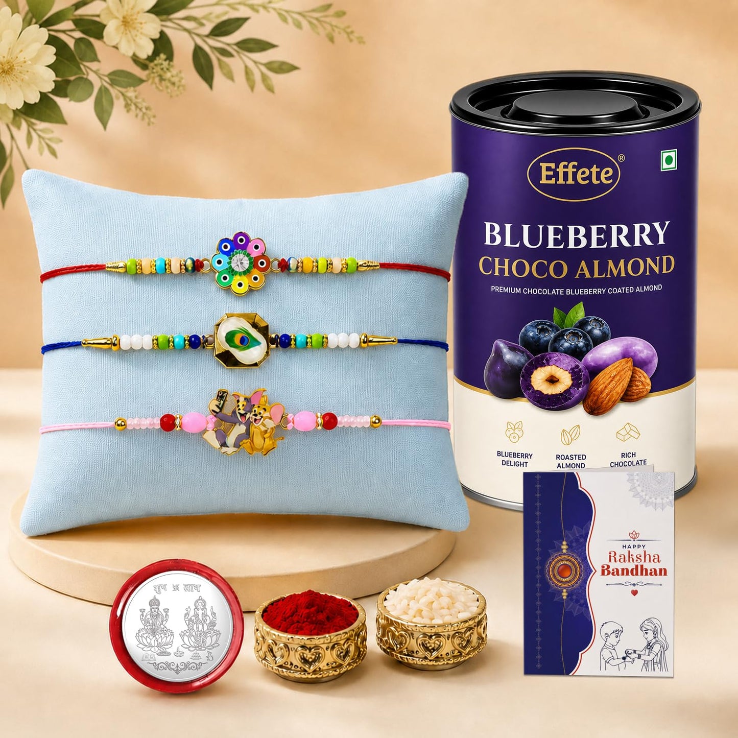 Rakhi for Brother with Blueberry Almond 96gm - Rakshabandhan Gift Set, Pack of 7