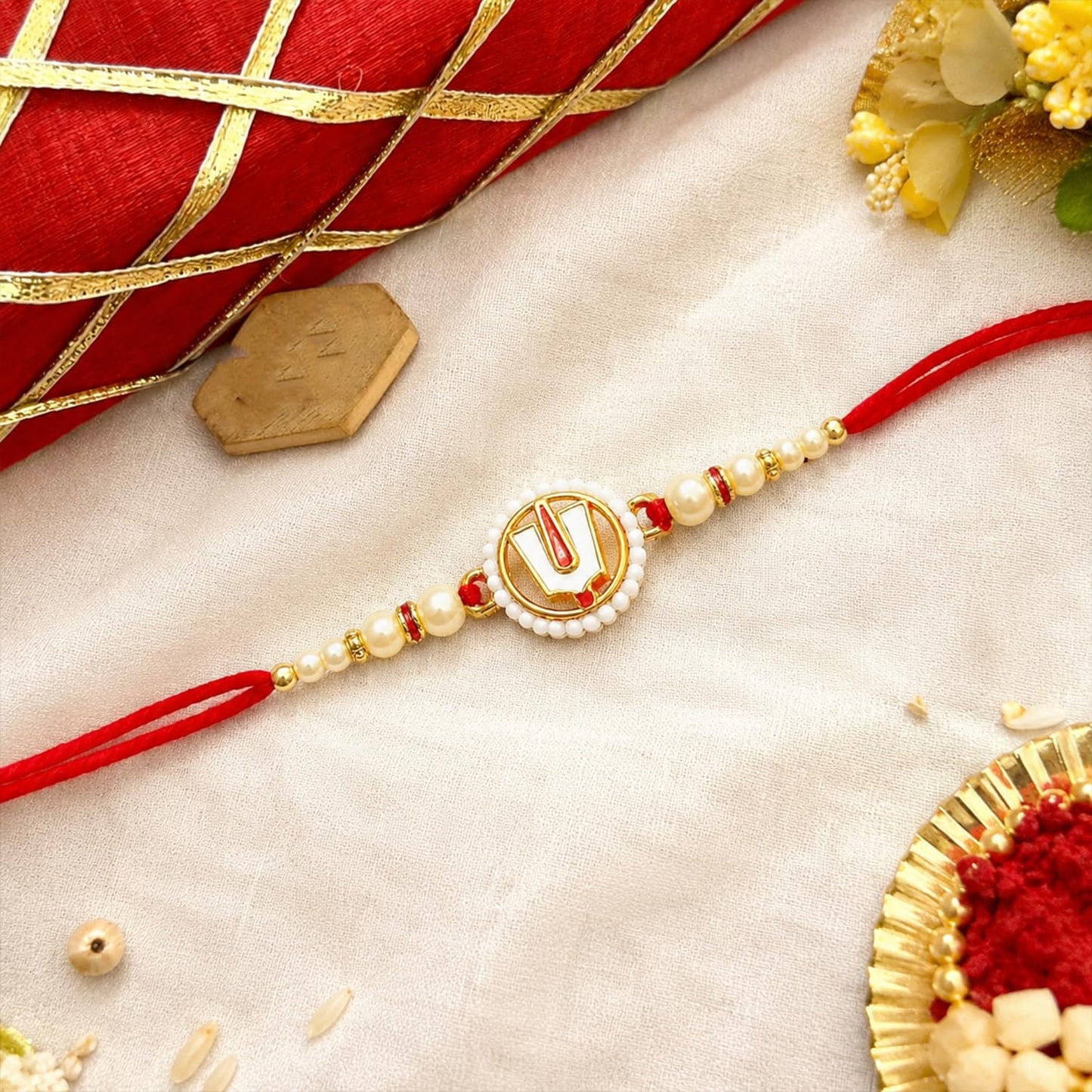Balaji Symbol Rakhi for Brother with Choco Dryfruits 96gm, Coin & Card, Pack of 5