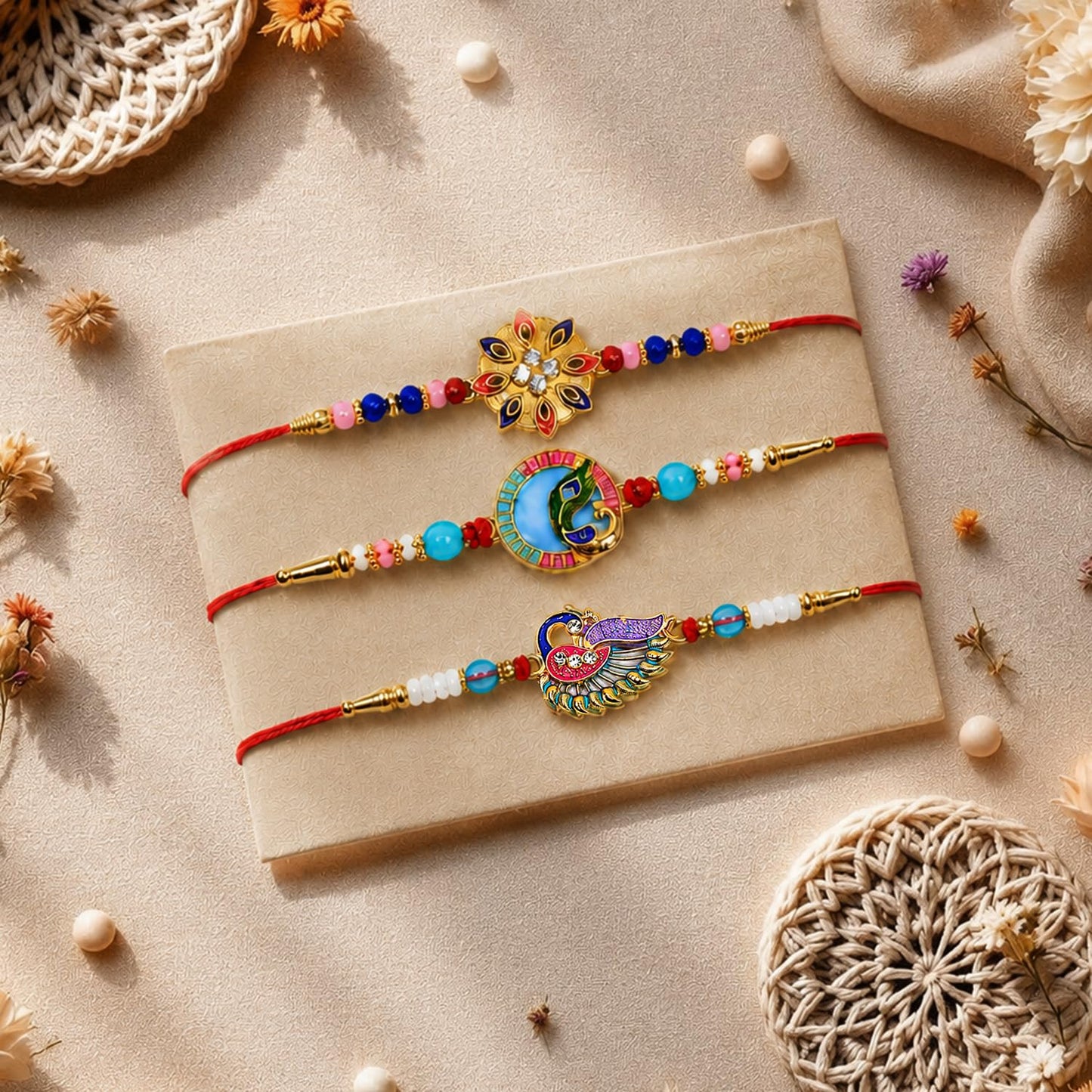 Rakhi for Brother with Kalash Pooja Thali - Rakshabandhan Gift Set, Pack of 7
