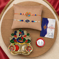Raksha Bandhan Gift Combo – Multicolor Bracelet Rakhi & Pooja Thali