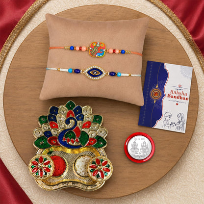 Peacock, Evil Eye Multicolor Rakhi for Brother & Bhaiya with Peacock | Pack of 6