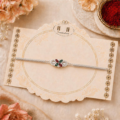 Silver Color Rakhi for Brother with Butter Scotch 32gm, Coin & Card, Pack of 5