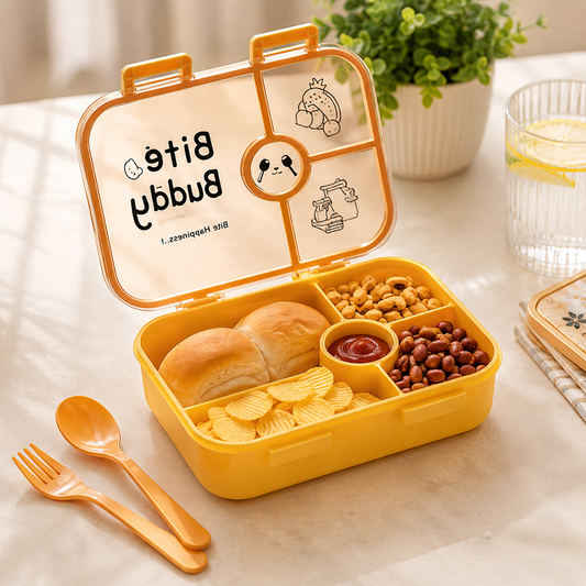 4-Compartment Leak-Resistant Lunch Box – BPA-Free with Cutlery