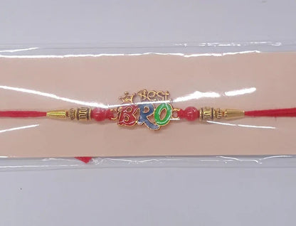 Crown Motif Rakhi for Brother Vibrant Beads & Red Thread (100pcs)