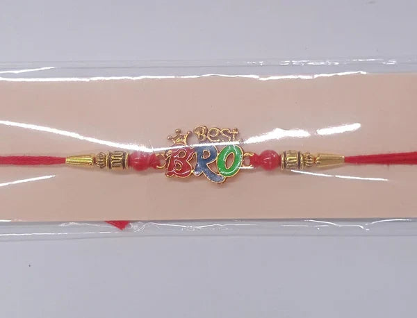 Crown Motif Rakhi for Brother Vibrant Beads & Red Thread (50pcs)