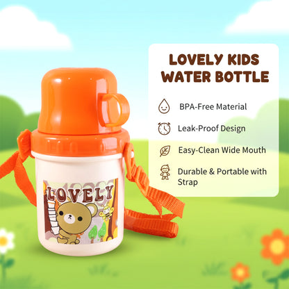 Lovely Cartoon Printed Plastic Cup with Lid (Approx. 350 ML, 1 Pc)