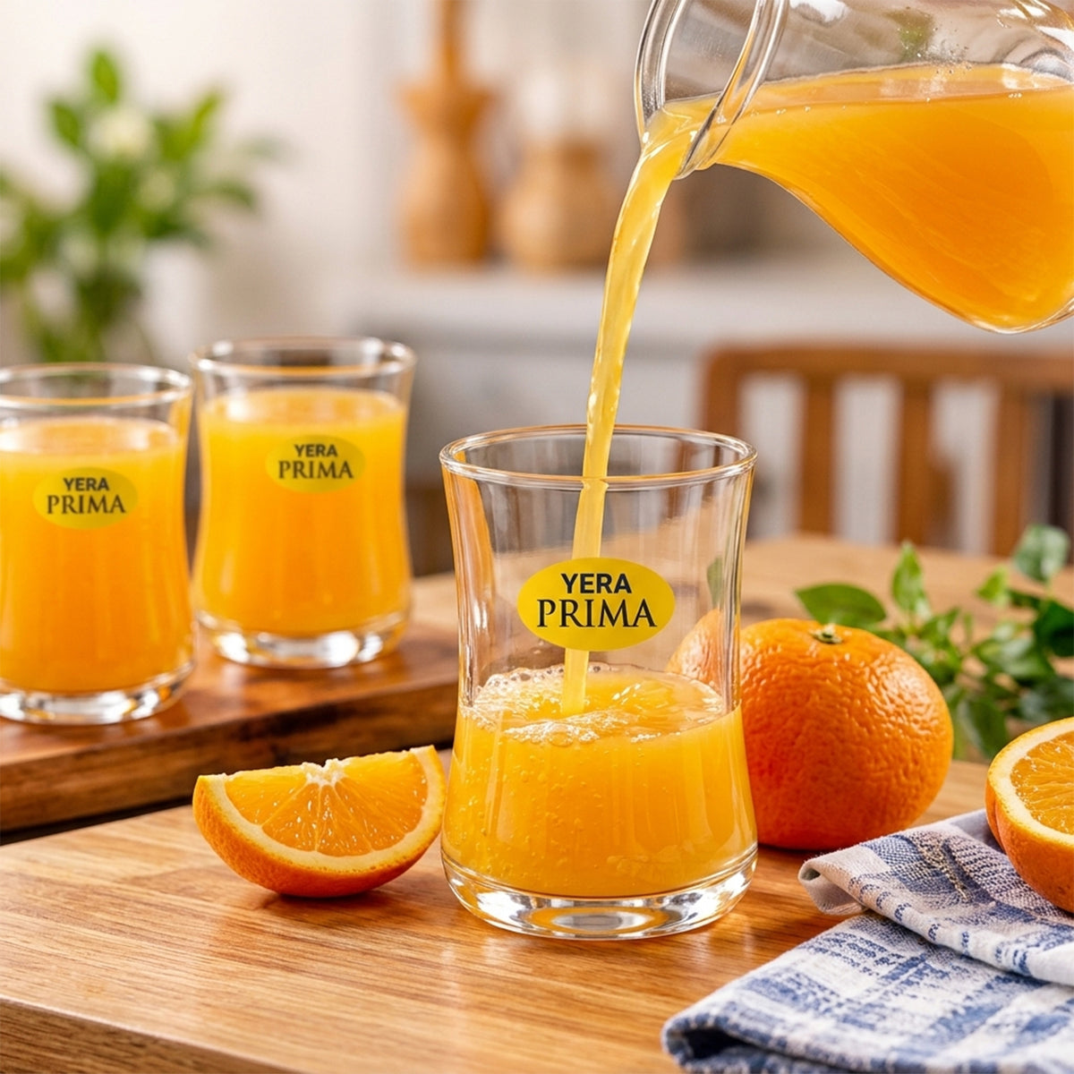 Yera Prima Radiance Zest Curved Glass Tumbler Set for Water and Juice (6 Pc)