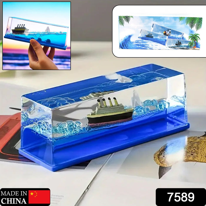 Car Interior Dashboard Decoration Floating Water Cruiser Ship Iceberg Ornament Car Interior Decoration for Birthday Gifts, Home Decor Suitable for Home Show Car Decoration, Gifts, Desk or Paperweight