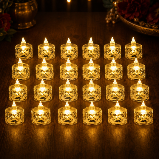 Flameless LED Tealight Candles – Decorative Acrylic | Giftoiza