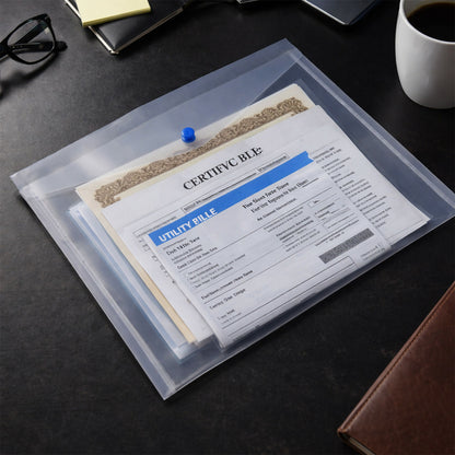 Single Pocket Button Closure Transparent Document File Folder – MIx Colour