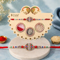 Red Green Enamel Rakhi – Multicolor Beads & Roli Chawal Set