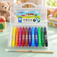 Twist-Up Oil Pastel Colour Pens with Brush and Carry Case (12 Pc)
