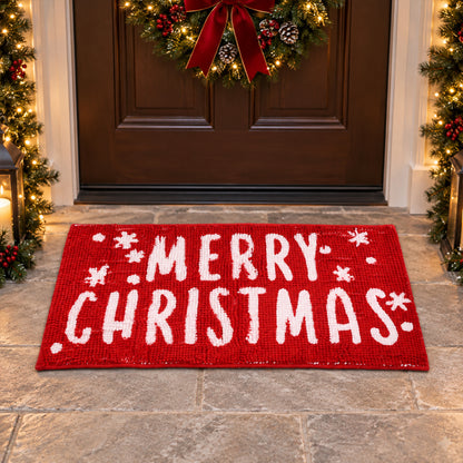 Christmas Decorative Chenille Floor Mat, Mixed Design and Size (1 Pc)
