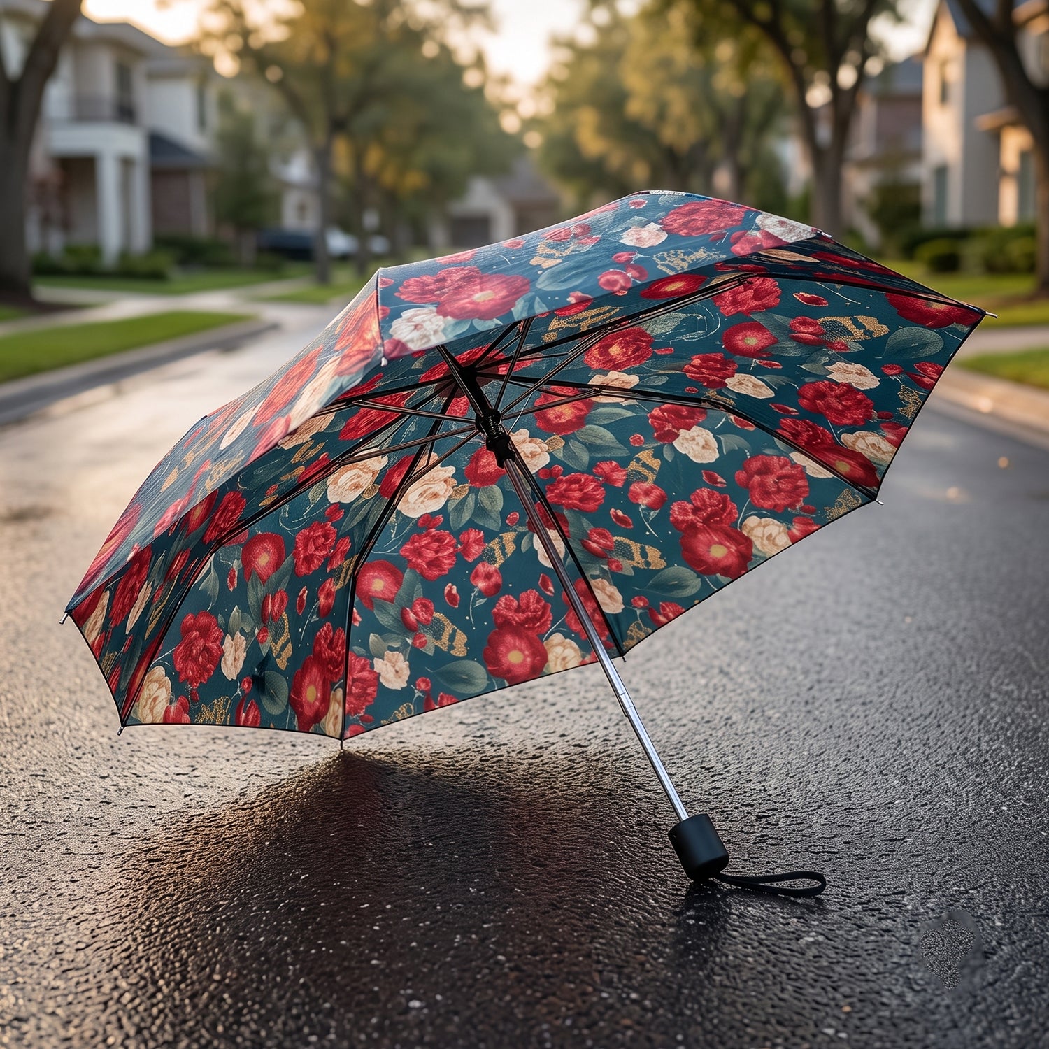 Lightweight foldable floral umbrella for rain and travel - image 4