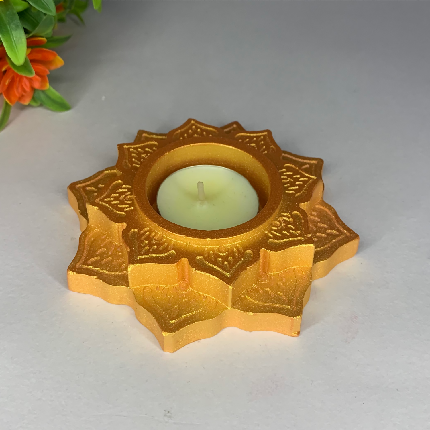Handmade Lotus Diya – Rose Gold Tealight Holder | Traditional Candle Holder for Diwali, Pooja, Meditation & Home Décor | Festival Gift Item