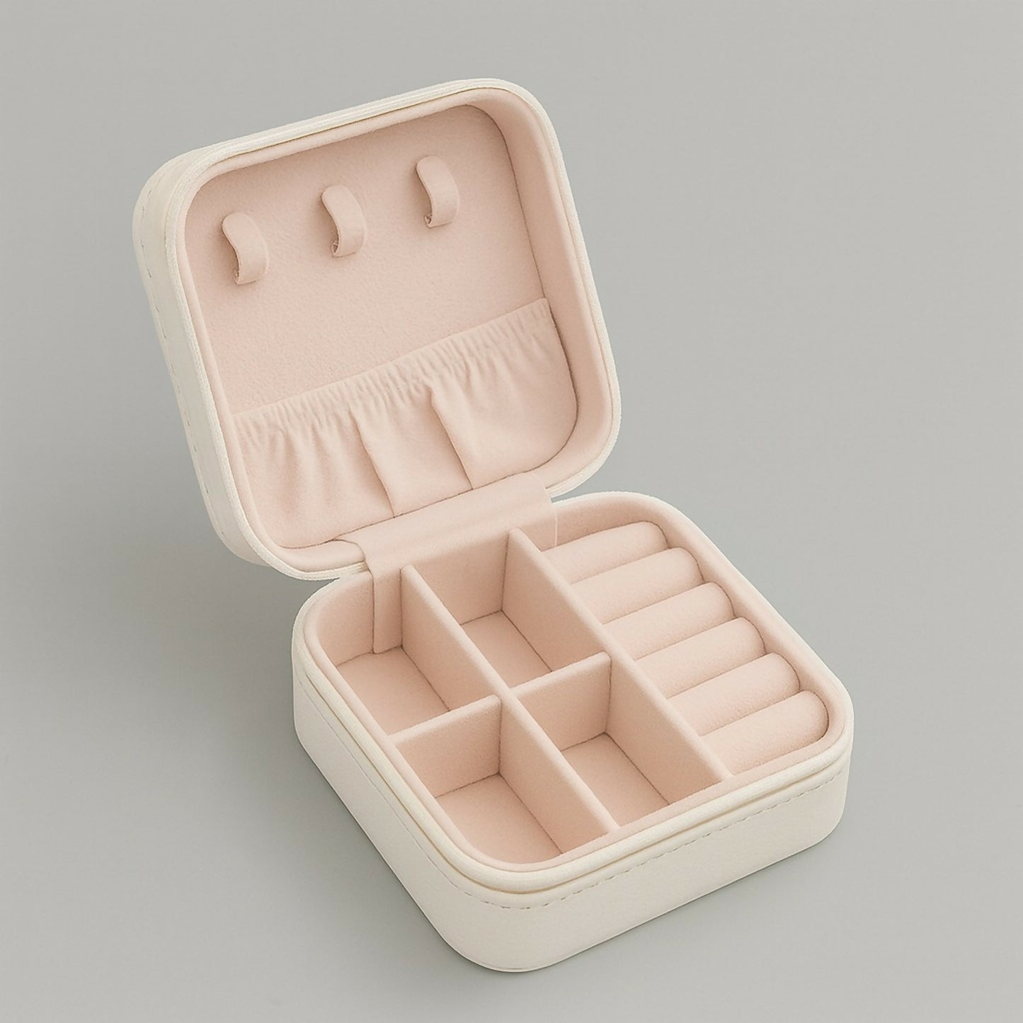 Portable Travel Jewelry Box for Women | Cream Organizer with Compartments