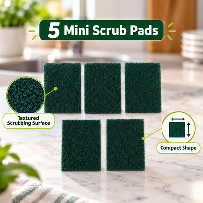 Scrub Sponge Pads – Aqua Green, Pack of 5 for Home | Velvet Wipe
