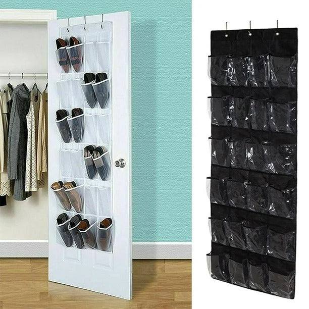 24 Grid Over the Door Shoe Organizer Rack Hanging Storage Space Saver (1 Pc)