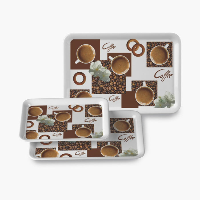 Serving Tray Set  (Pack of 3 Pcs) (Small, Medium, Large) (Multicolour)