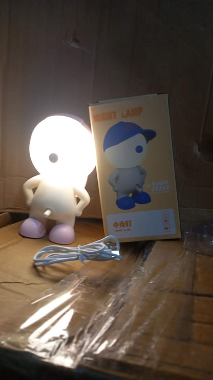 Cute Lovely Cartoon Design LED Desk Night Light With Plastic Head Cap (1 Pc)