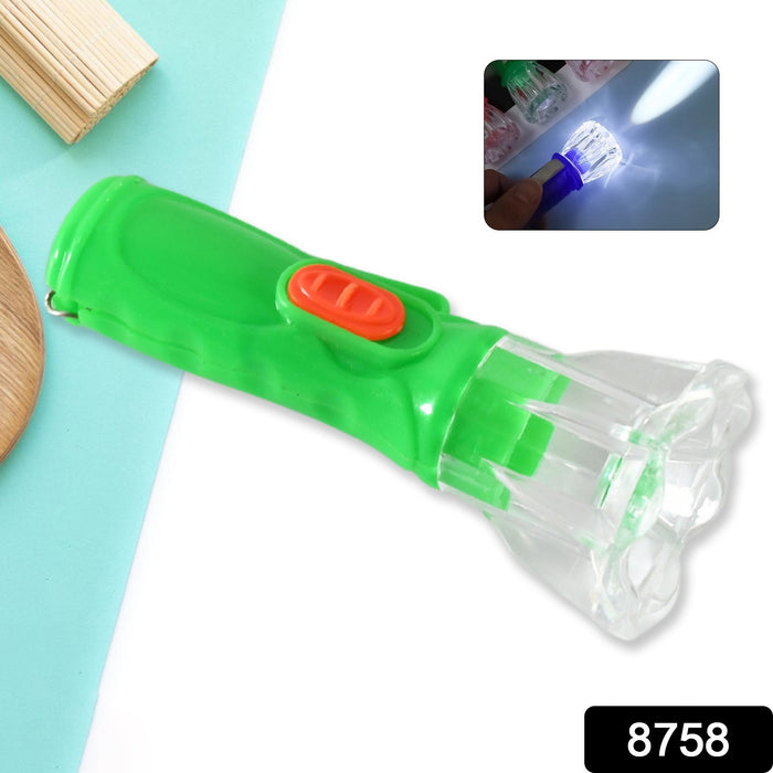 8758 Small Plastic Torch for Kids, Plastic LED Flashlight Torch, Beautiful Attractive Good Gift Item, Pocket Torch for Kids (1 Pc)