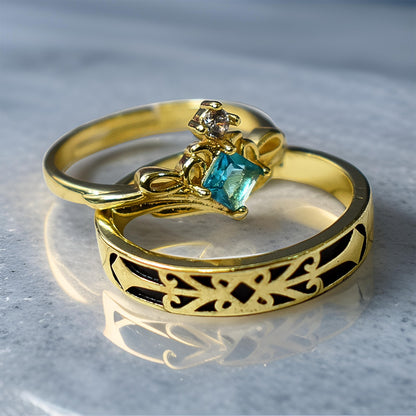 Elegant Gold-Tone Ring Set for Couples