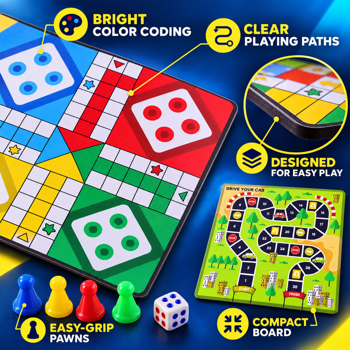 10 in 1 Board Games Set with Ludo, Chess and Snakes and Ladders (10 in 1)
